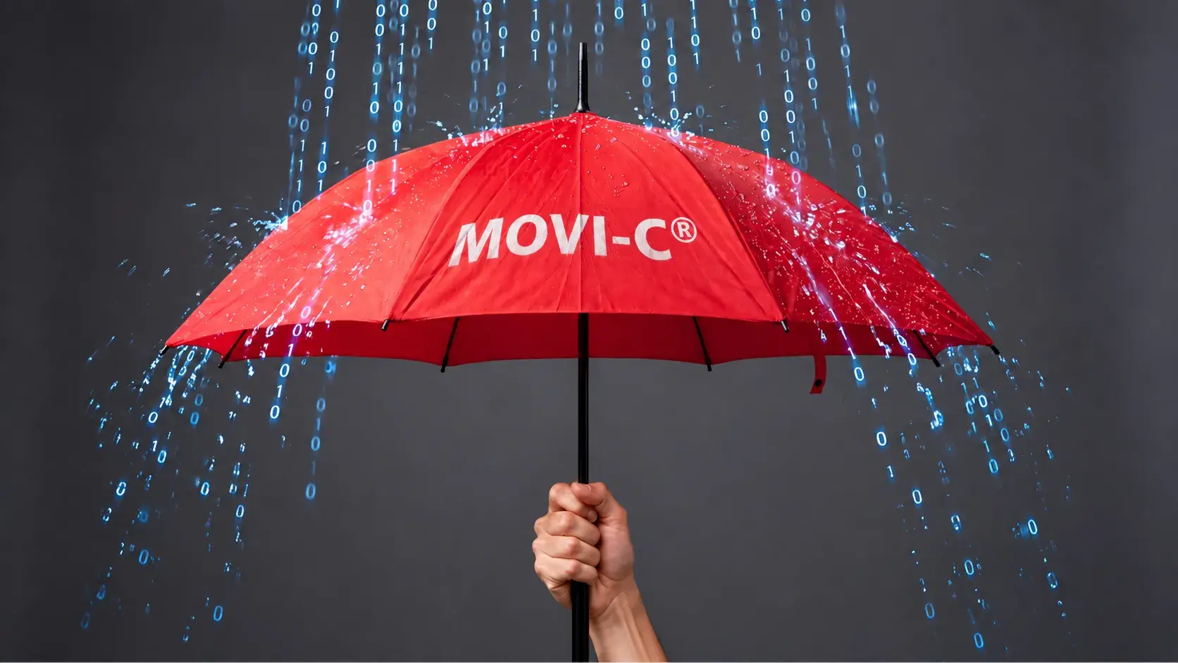 Ombrello rosso con scritta MOVI-C®